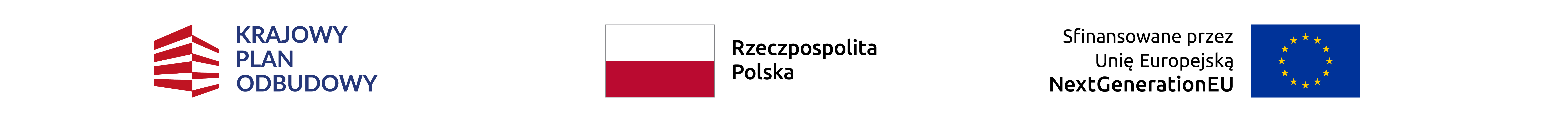 Logotyp Krajwowego Planu Odbudowy, flaga Rzeczpospolitej Polskiej, logotyp NextGenerationEU