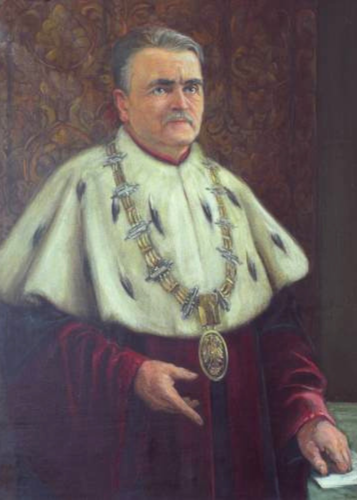 Rektor Bronisław Kopyciński w czerwonej todze - portret