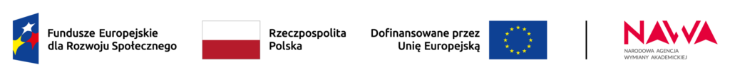 Logo of European Funds for Social Development, Polish flag, EU flag, NAWA logo