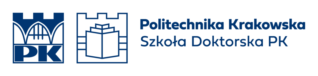 Asymmetrical logo of PK KUT Doctoral School - Polish version