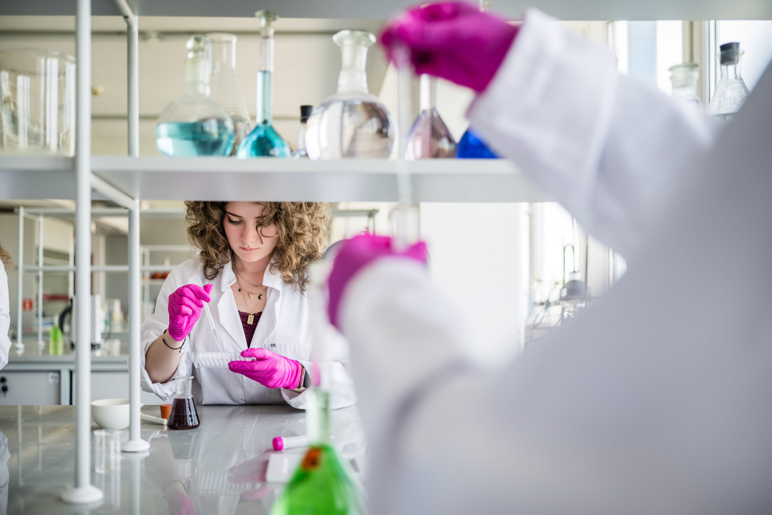 Students in a chemistry laboratory