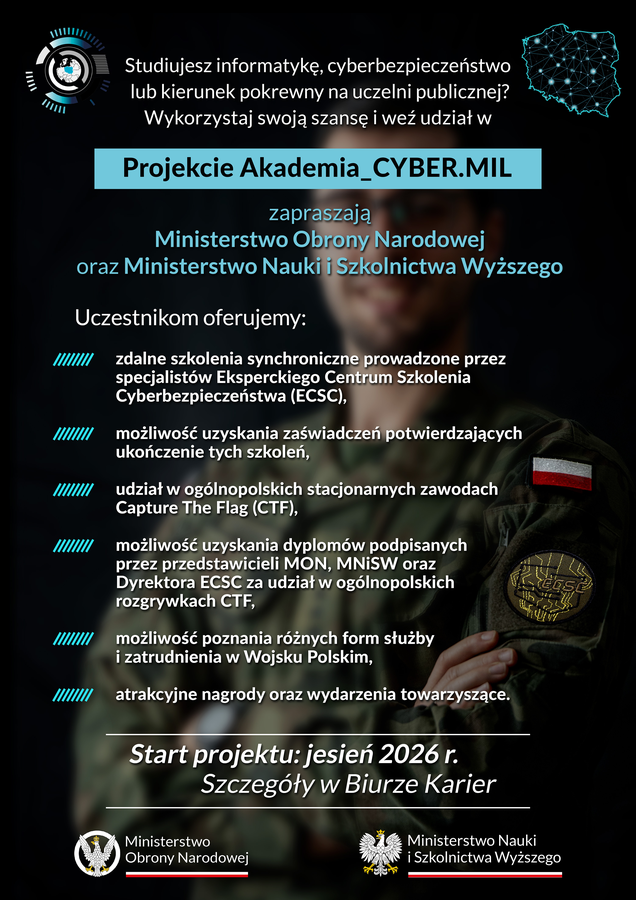 Plakat - Akademia CYBER.MIL 2026/2027