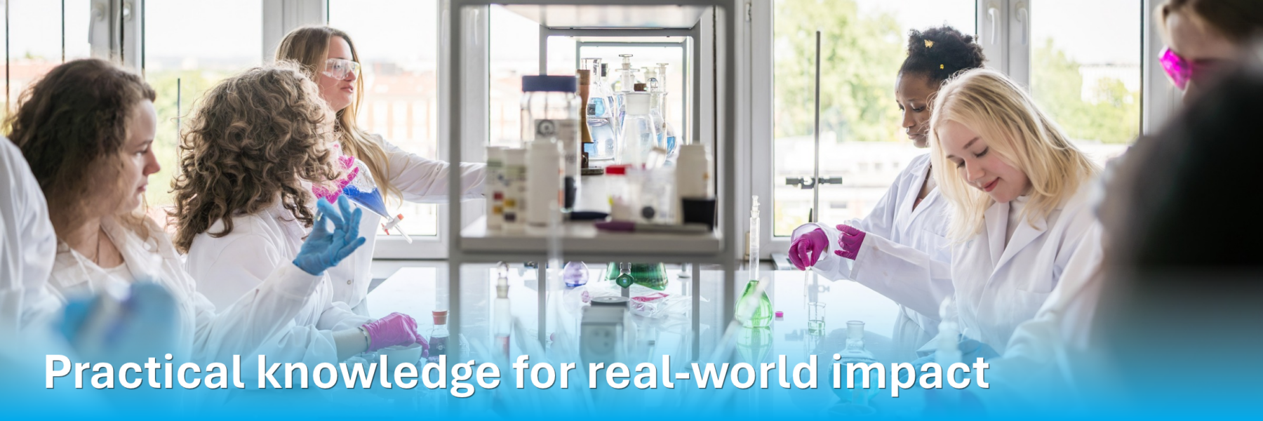 Find your place A group of students in a chemistry lab